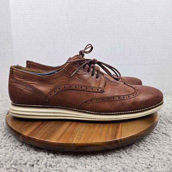 Cole Haan Mens 12M OriginalGrand Woodbury Brown Wingtip Brogue Casual Oxford - Picture 3 of 12